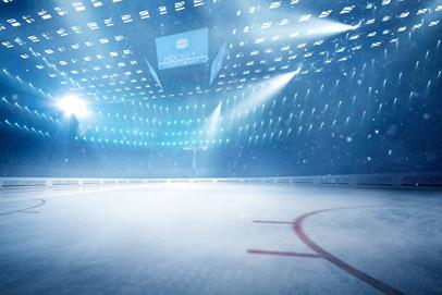 hockey rink with lights above it